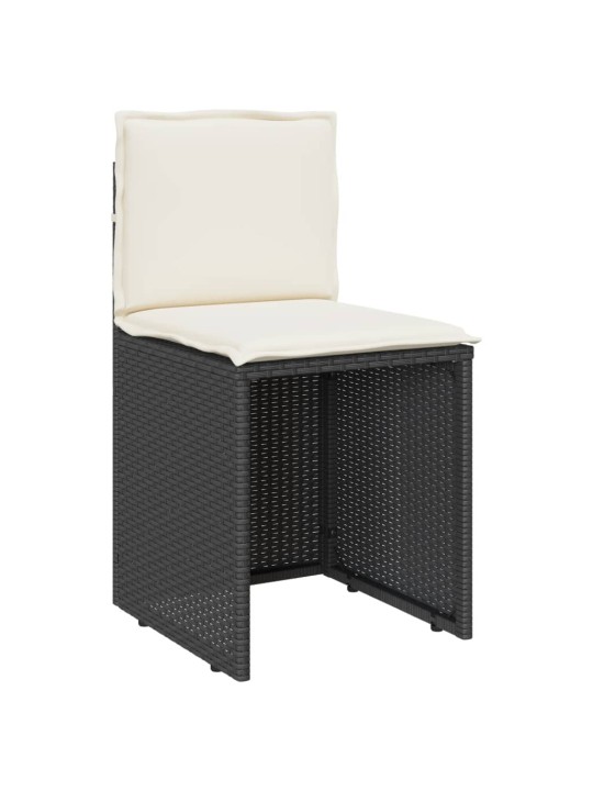 3dílný bistro set s poduškami černý polyratan