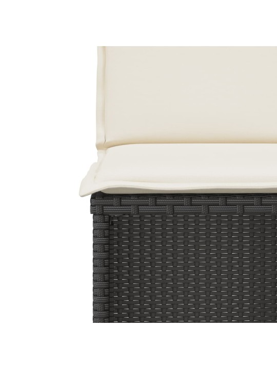 3dílný bistro set s poduškami černý polyratan