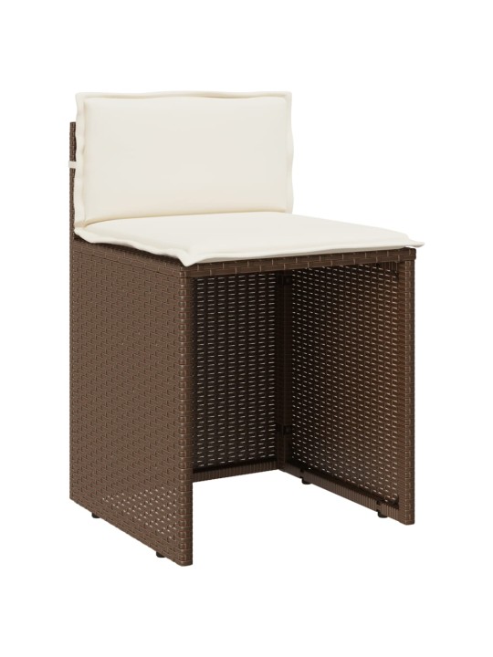 3dílný bistro set s poduškami hnědý polyratan