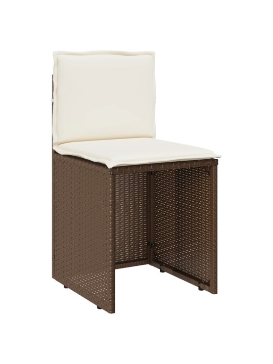 3dílný bistro set s poduškami hnědý polyratan