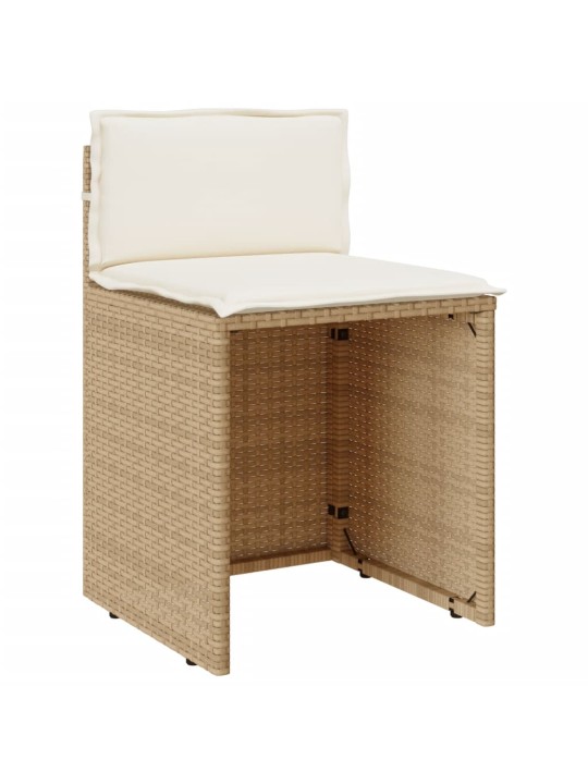 3dílný bistro set s poduškami béžový polyratan