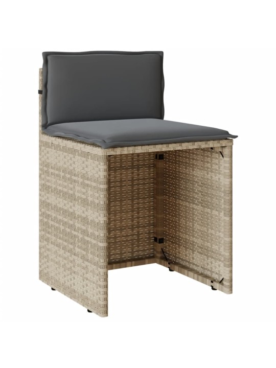 3dílný bistro set s poduškami světle šedý polyratan