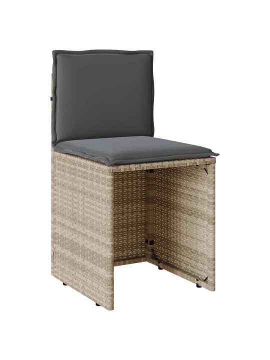 3dílný bistro set s poduškami světle šedý polyratan