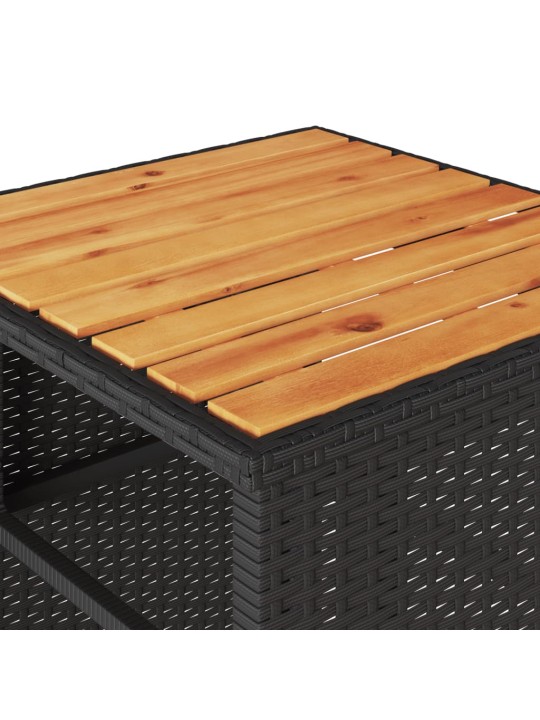 3dílný bistro set s poduškami černý polyratan