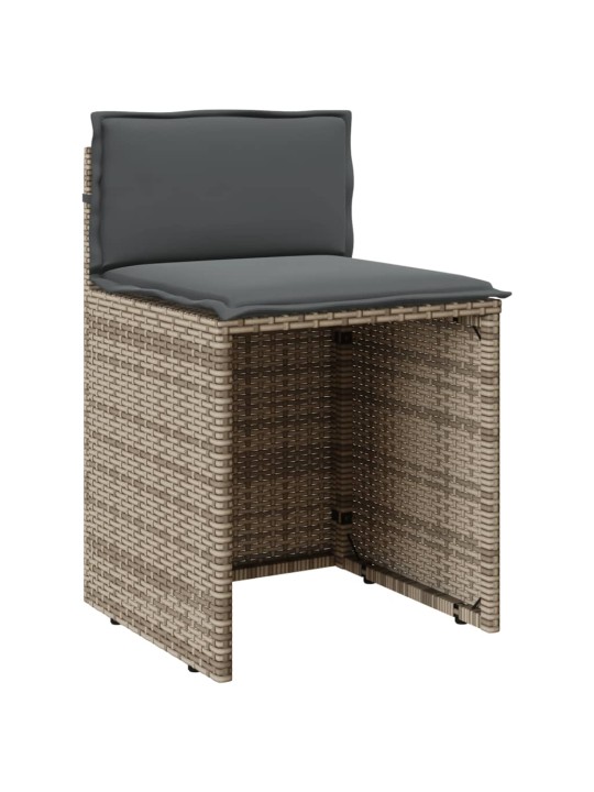 3dílný bistro set s poduškami šedý polyratan