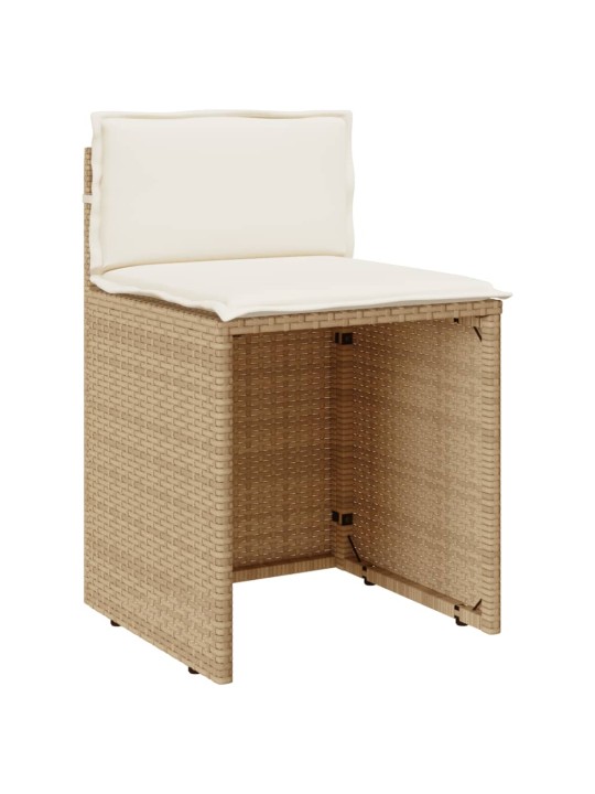 3dílný bistro set s poduškami béžový polyratan