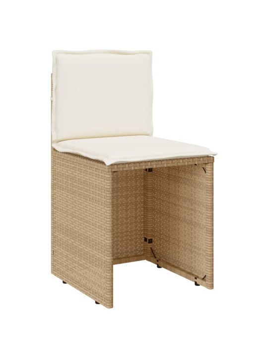 3dílný bistro set s poduškami béžový polyratan