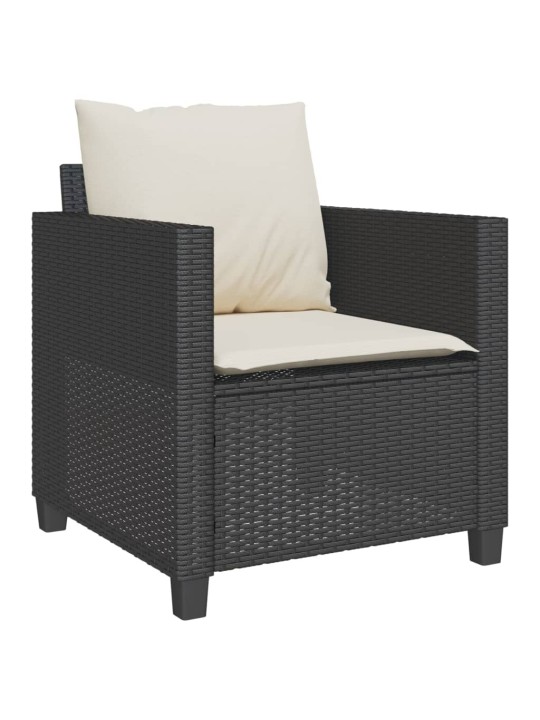 3dílný bistro set s poduškami černý polyratan