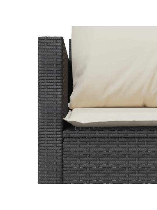 3dílný bistro set s poduškami černý polyratan
