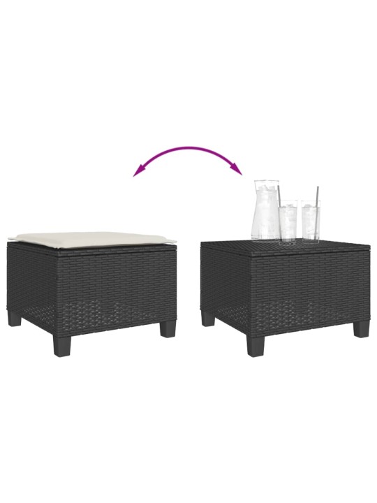 3dílný bistro set s poduškami černý polyratan