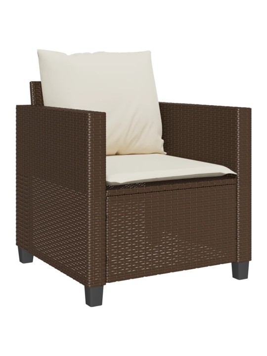 3dílný bistro set s poduškami hnědý polyratan
