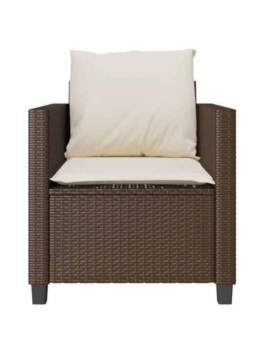 3dílný bistro set s poduškami hnědý polyratan