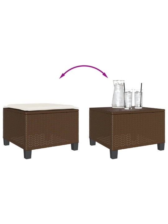 3dílný bistro set s poduškami hnědý polyratan