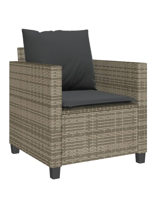 3dílný bistro set s poduškami šedý polyratan