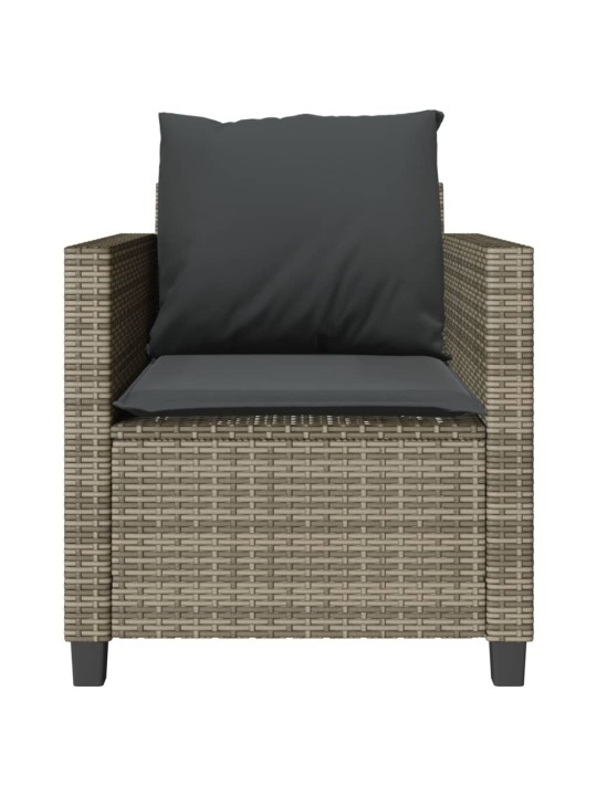 3dílný bistro set s poduškami šedý polyratan