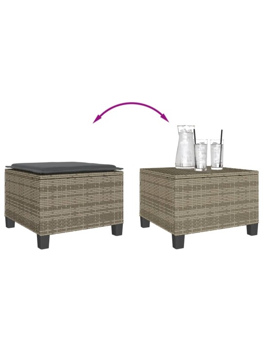 3dílný bistro set s poduškami šedý polyratan