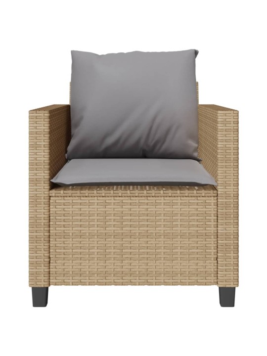 3dílný bistro set s poduškami béžový polyratan
