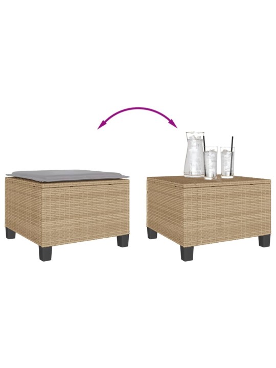 3dílný bistro set s poduškami béžový polyratan