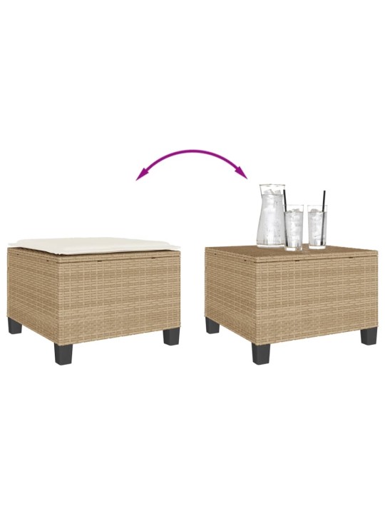 3dílný bistro set s poduškami béžový polyratan