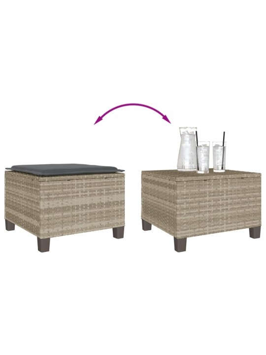 3dílný bistro set s poduškami světle šedý polyratan