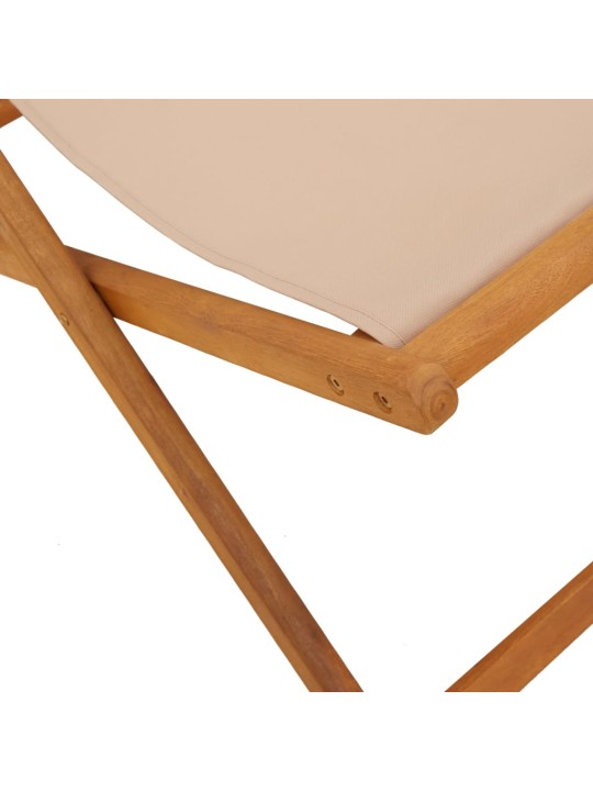 Skládací plážové křeslo taupe masivní eukalyptus a textil