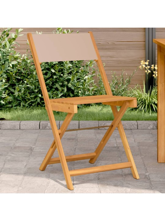 Bistro židle 2 ks taupe masivní akáciové dřevo a textil