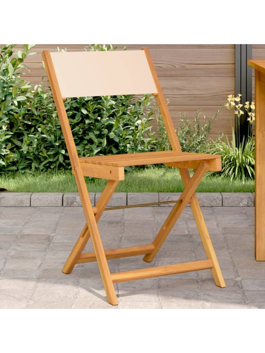 Bistro židle 2 ks béžové masivní akáciové dřevo a textil