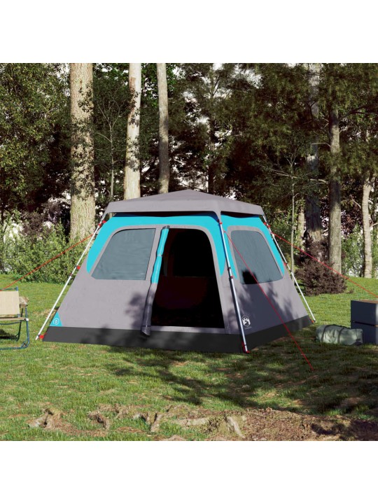 Kempingový stan kupole pro 4 osoby modrý rychloupínací