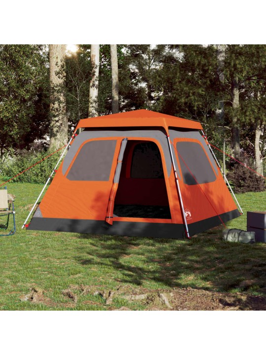 Rodinný stan kupole pro 6 osob šedý a oranžový rychloupínací