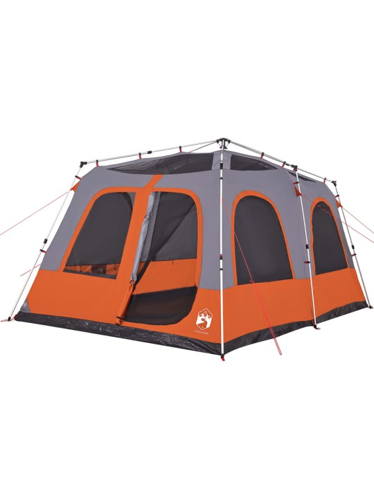 Rodinný stan kupole pro 8 osob šedý a oranžový rychloupínací