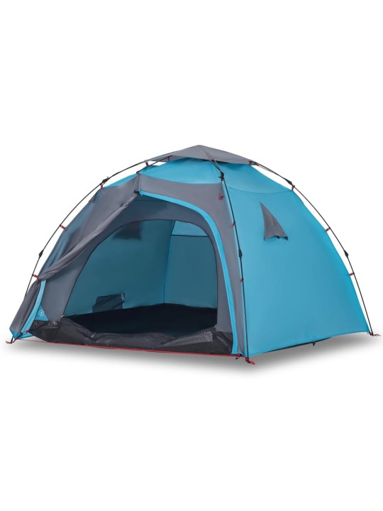 Kempingový stan kupole pro 4 osoby modrý rychloupínací