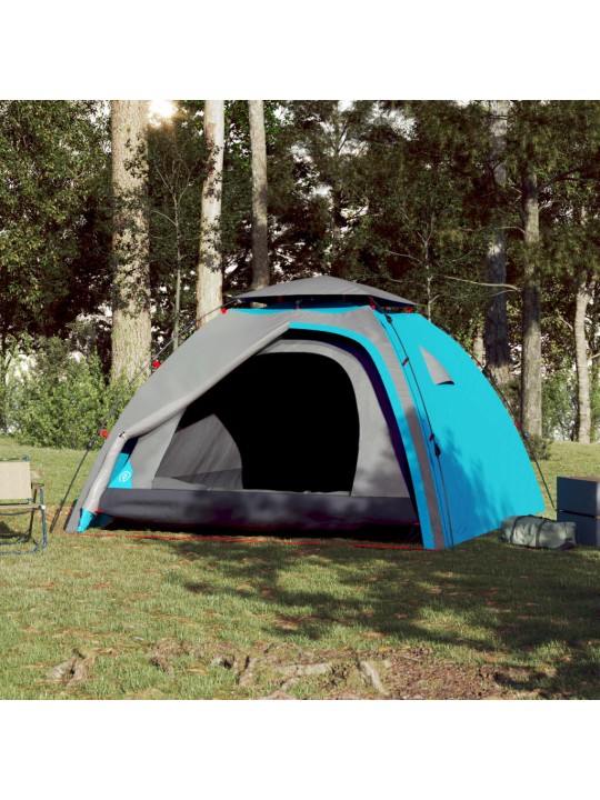 Kempingový stan kupole pro 4 osoby modrý rychloupínací