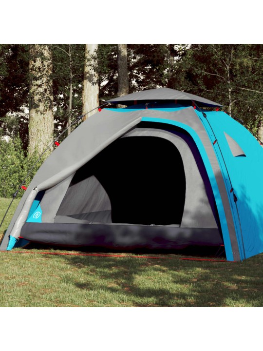 Kempingový stan kupole pro 4 osoby modrý rychloupínací