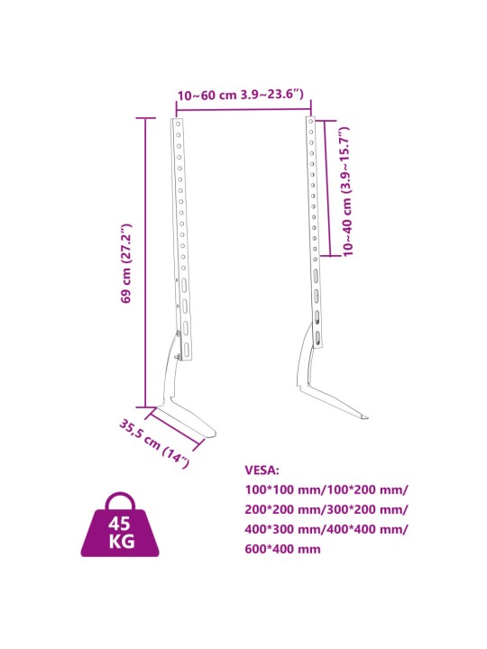 TV stojany 2 ks 37"–75" Max VESA 600 x 400 mm 45 kg