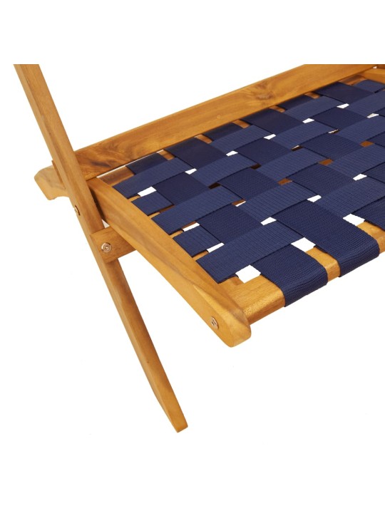 Skládací zahradní křesla 2 ks tmavě modrá akácie a textil