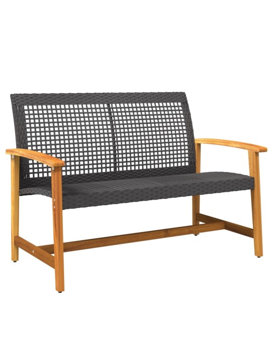 Zahradní lavice černá 112 cm polyratan a akáciové dřevo
