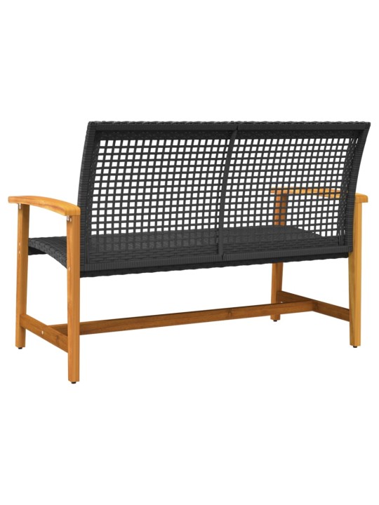 Zahradní lavice černá 112 cm polyratan a akáciové dřevo