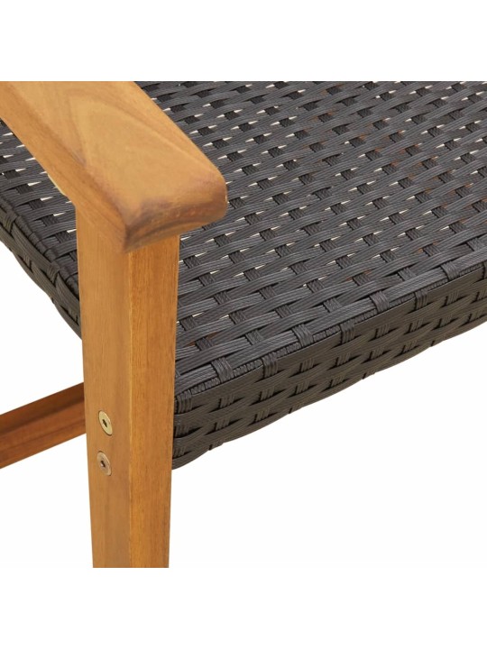 Zahradní lavice černá 112 cm polyratan a akáciové dřevo