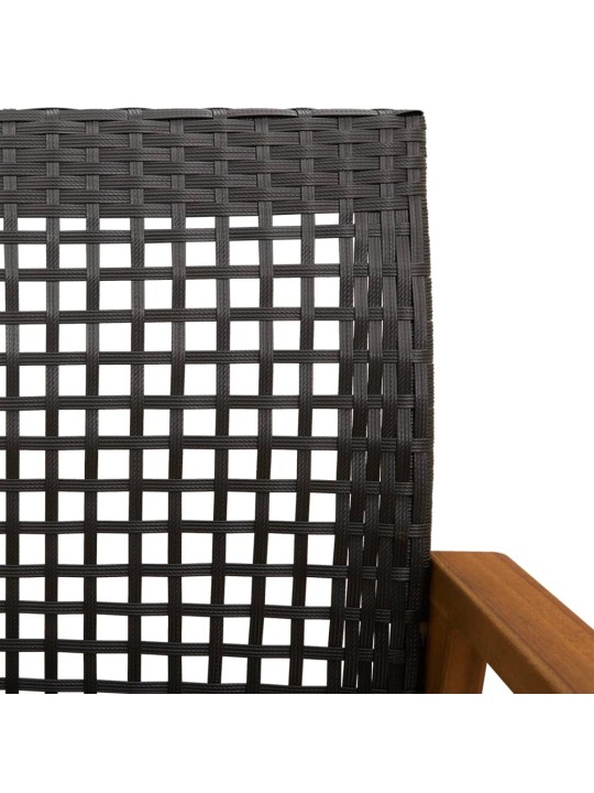 Zahradní lavice černá 112 cm polyratan a akáciové dřevo