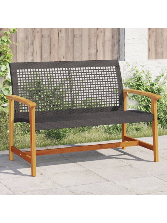 Zahradní lavice černá 112 cm polyratan a akáciové dřevo