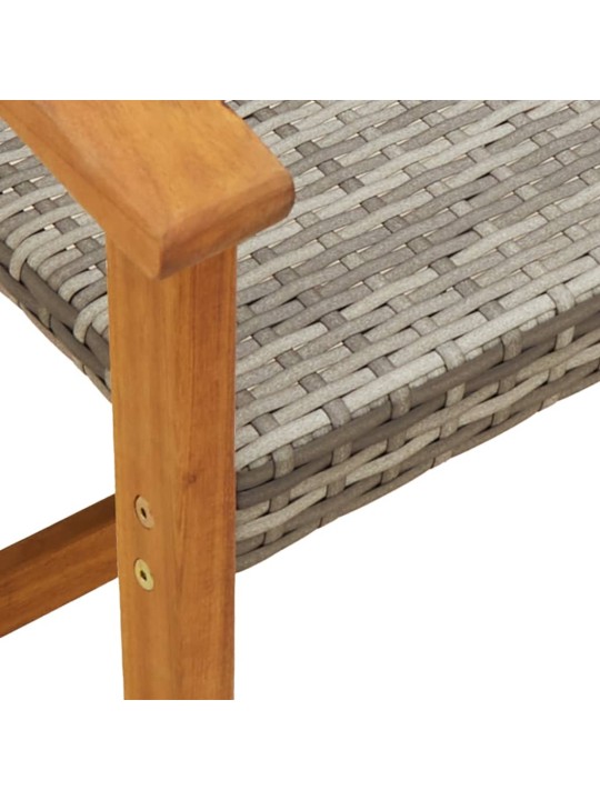 Zahradní lavice šedá 112 cm polyratan a akáciové dřevo