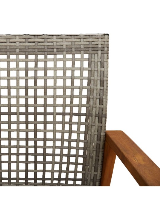Zahradní lavice šedá 112 cm polyratan a akáciové dřevo