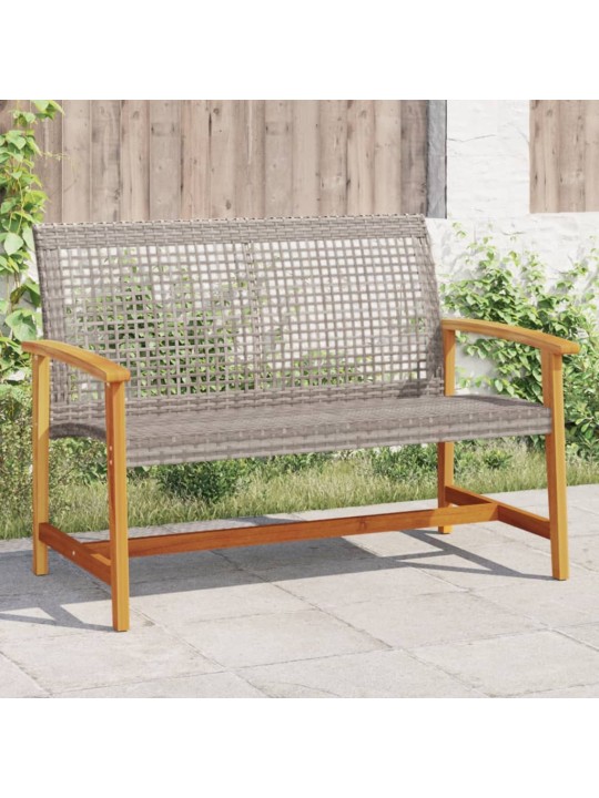 Zahradní lavice šedá 112 cm polyratan a akáciové dřevo