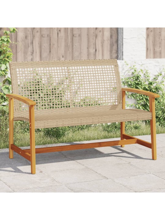 Zahradní lavice béžová 112 cm polyratan a akáciové dřevo