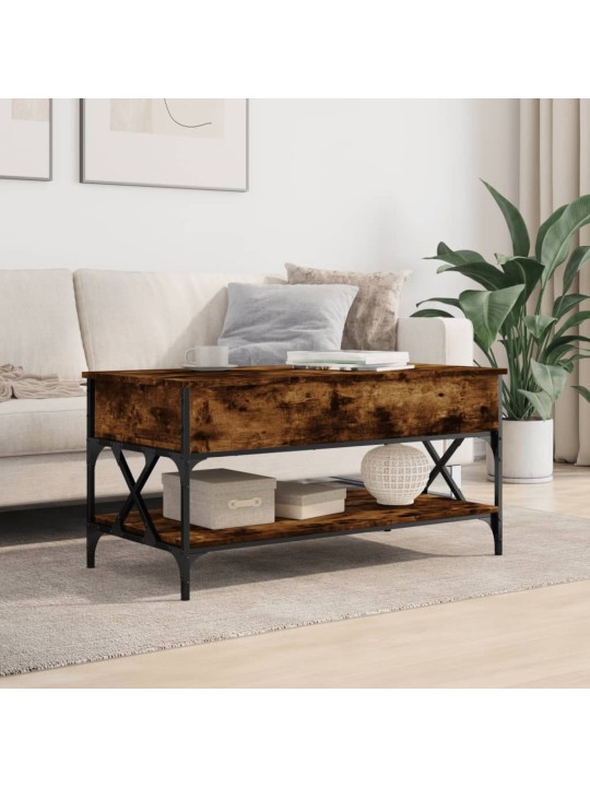 Konferenční stolek kouřový dub 100 x 50 x 50 cm kompozit a kov