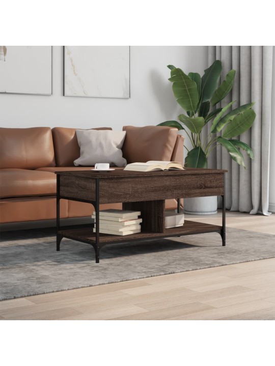 Konferenční stolek hnědý dub 100 x 50 x 50 cm kompozit a kov