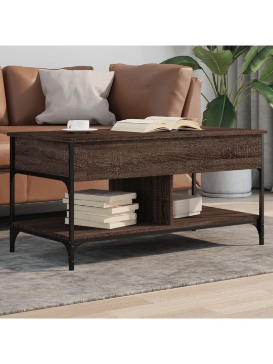 Konferenční stolek hnědý dub 100 x 50 x 50 cm kompozit a kov