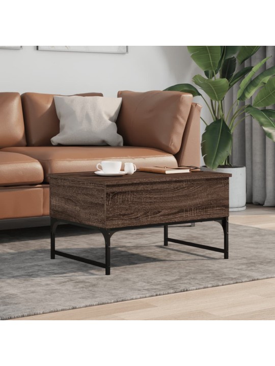 Konferenční stolek hnědý dub 70x50x40 cm kompozitní dřevo a kov