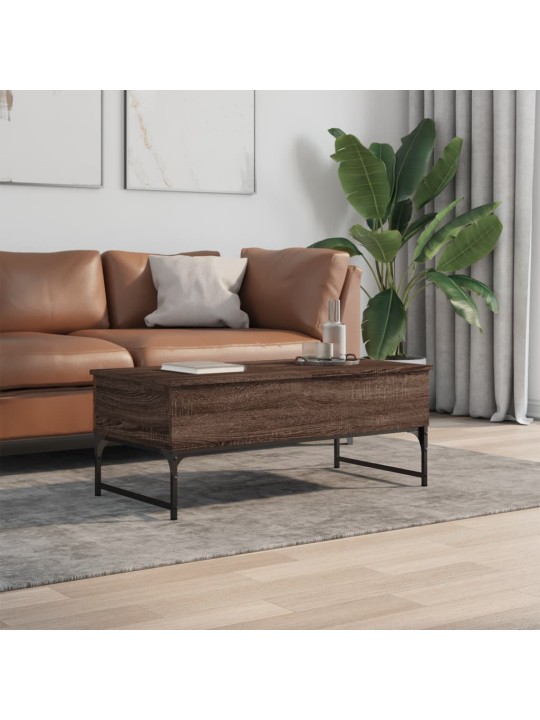 Konferenční stolek hnědý dub 100 x 50 x 40 cm kompozit a kov
