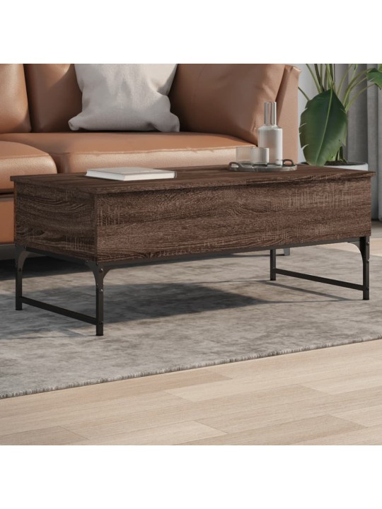 Konferenční stolek hnědý dub 100 x 50 x 40 cm kompozit a kov